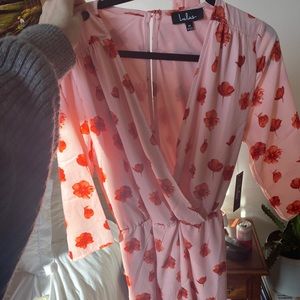 Lulus red and pink romper NWT